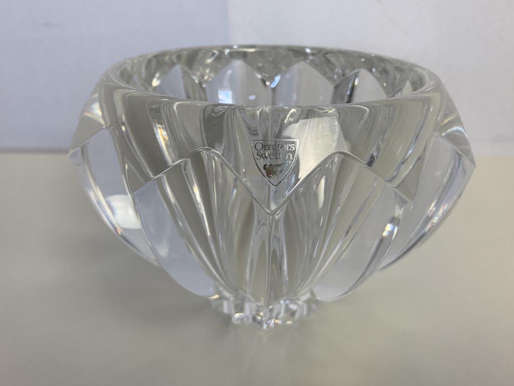 VTG ORREFORS ZODIAK SIGNED CRYSTAL CANDY DISH 6" (1 of 9)