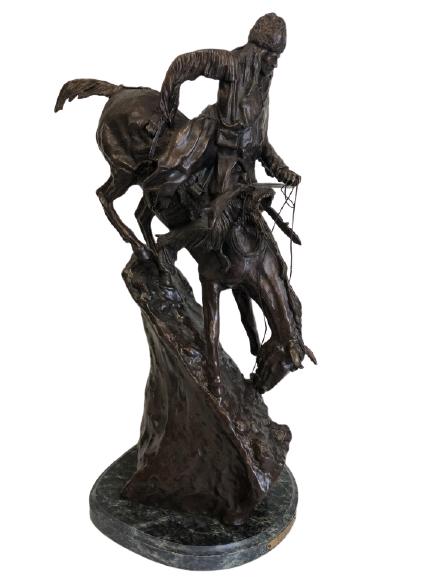 F. REMINGTON " MOUNTAIN MAN" BRONZE SCULPTURE 26" (1 of 13)