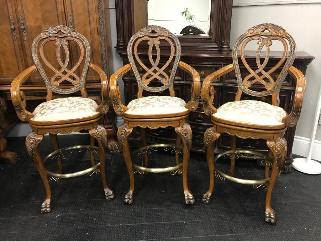 SET OF 3 (MARGE CARSON?) SWIVEL BARSTOOLS (1 of 4)