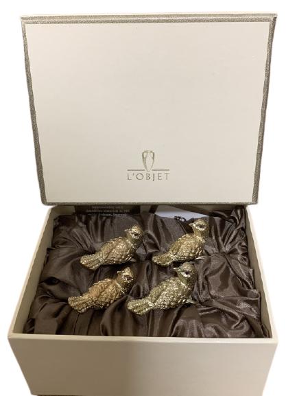 L'OBJECT BOXED GOLD BIRD NAPKIN HOLDERS: L'OBJECT BOXED GOLD BIRD NAPKIN HOLDERS