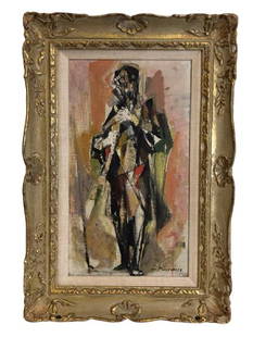 WILLIAM MEYEROWITZ "MUSICIAN" PAINTING FRAMED 25": WILLIAM MEYEROWITZ "MUSICIAN" OIL PAINTING FRAMED ART -25" X 16" -VERY GOOD VINTAGE CONDITION, SEE PHOTOS