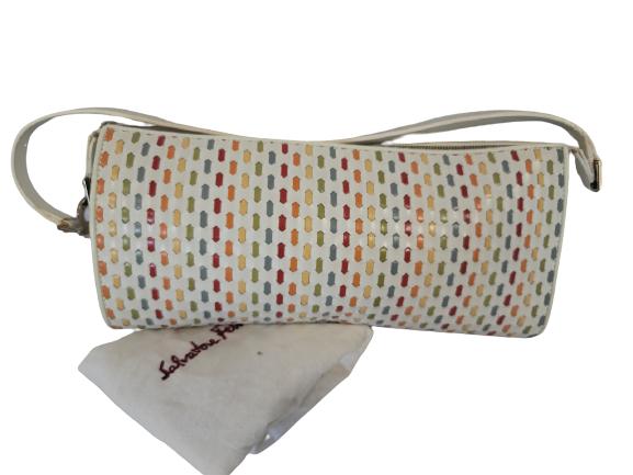 SALAVATORE FERRAGAMO LEATHER SHOULDER BAG12X6: SALAVATORE FERRAGAMO LEATHER SHOULDER BAG WITH DUST BAG -12 X 6 -VERY GOOD VINTAGE CONDITION