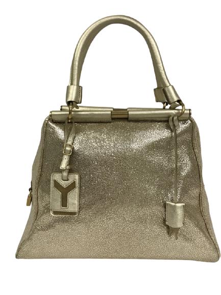 YVES ST-LAURENT GOLD LEATHER ZIP TOTE SHOULDER BAG (1 of 7)
