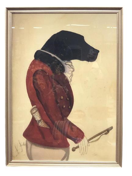 KOLENE SPICHER FOLK ART DRESSED MALE DOG PRINT 48" (1 of 4)