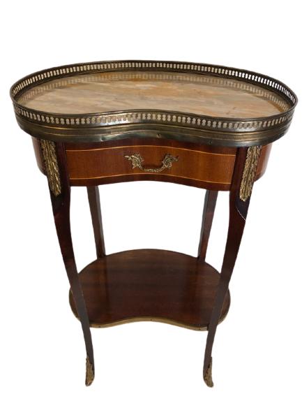 ANTIQUE OCCASIONAL TABLE W STONE TOP & DRAWER 27.5 (1 of 12)