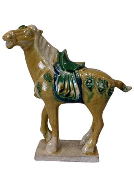 CHINESE TANG STYLE SANCAI GLAZED CERAMIC HORSE 8" (1 of 4)