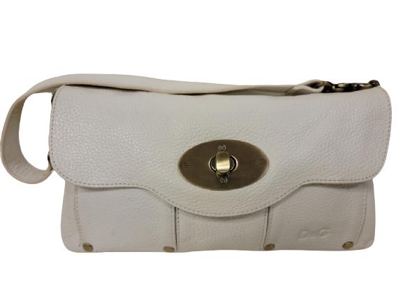 VTG D&G CREAM LEATHER HANDBAG 7 " X  6" (1 of 7)