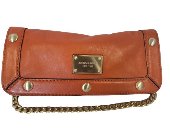 MICHAEL KORS ORANGE DELANCY LEATHER CLUTCH: MICHAEL KORS ORANGE DELANCY LEATHER CLUTCH -VERY GOOD VINTAGE CONDITION -9 1/2" X 6"