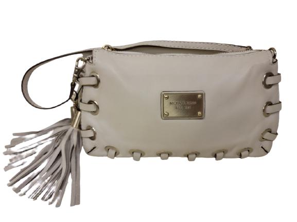 MICHAEL KORS CREAM  LEATHER HANDBAG 10" X 6" (1 of 5)