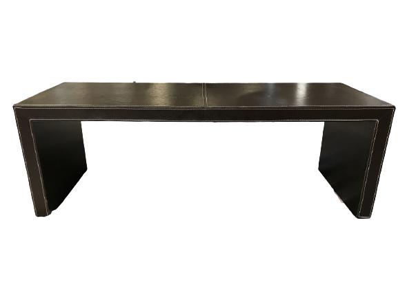 VINTAGE MODERN LEATHER WRAPPED WOOD BENCH / TABLE (1 of 10)