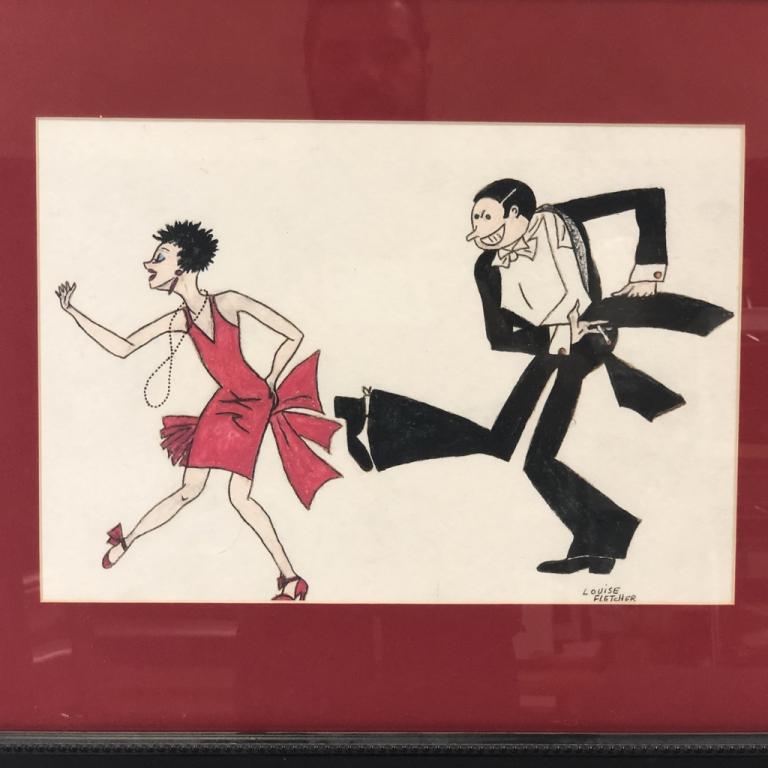 LOUISE FLETCHER DRAWING ON PAPER FRAMED 24" (1 of 5)