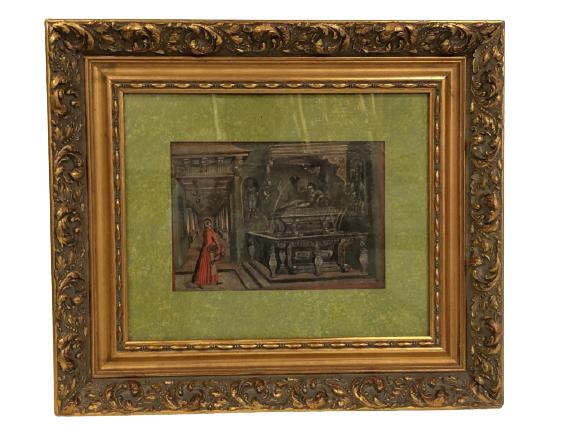 VINTAGE GOTHIC FRAMED PAINTING 20": VINTAGE GOTHIC FRAMED PAINTING -18" X 20" -VERY GOOD VINTAGE CONDITION, SEE PHOTOS