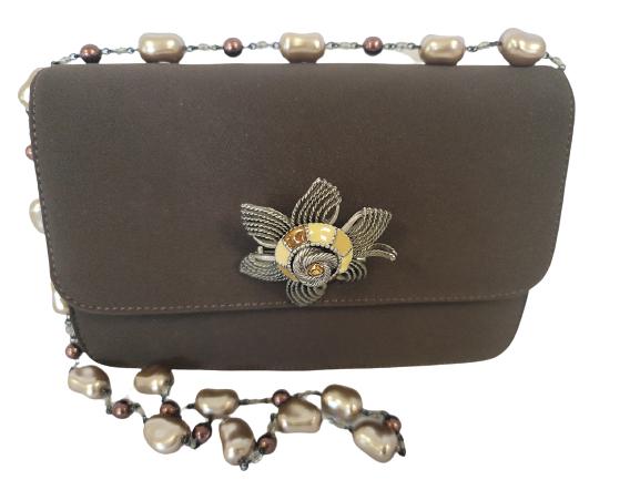 KENNETH JAY LANE BROWN CLUTCH 8" X 5": VTG KENNETH JAY LANE BROWN CLUTCH - 8" X 5" -VERY GOOD VINTAGE CONDITION