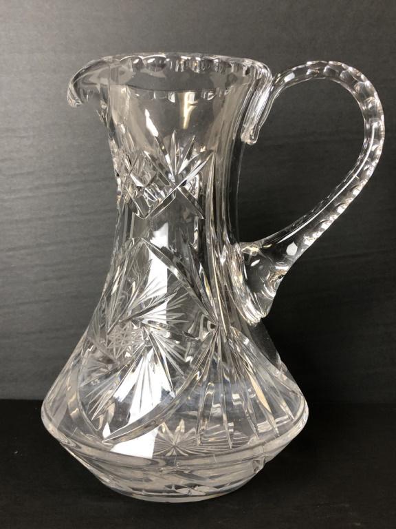 VINTAGE CLEAR CUT CRYSTAL GLASS PITCHER 10" (1 of 6)