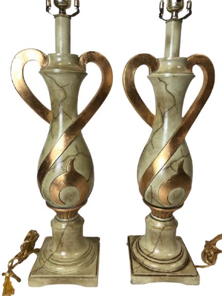 PAIR OF VINTAGE GOLD GILT URN STYLE LAMPS 24" (1 of 15)