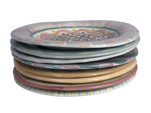 VTG MACKKENZIE CHILDS 8.5" DESSERT PLATES SET OF 8 (1 of 10)