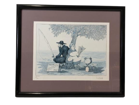 MARTIN HOLT "GEFILTE FISH" SIGNED PRINT FRAMED 22" (1 of 6)