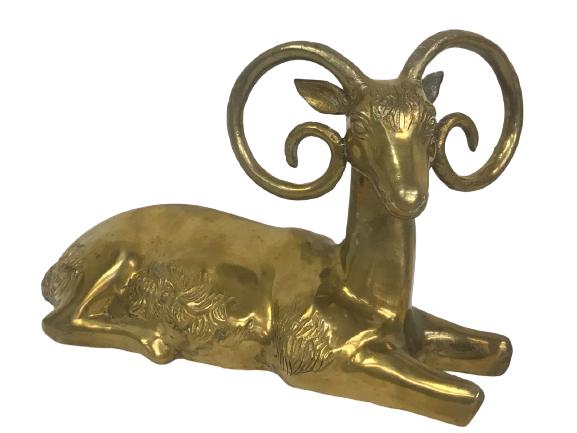 VINTAGE SOLID BRASS RAM SCULPTURE 11" (1 of 4)