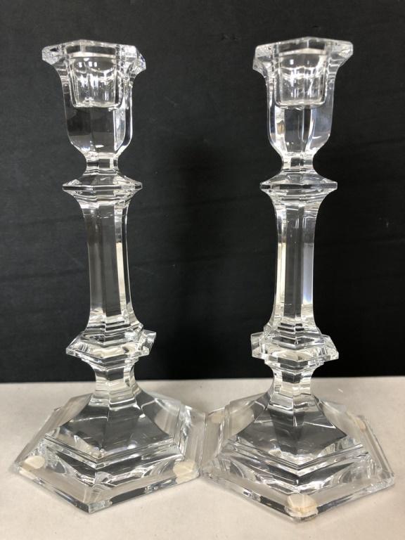 PAIR VTG BACCARAT CRYSTAL GLASS CANDLEHOLDERS 6.5" (1 of 6)