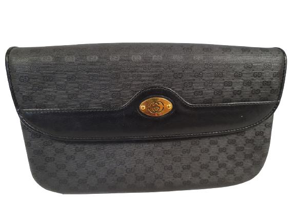 VINTAGE GUCCI BLACK LEATHER CLUTCH (1 of 7)