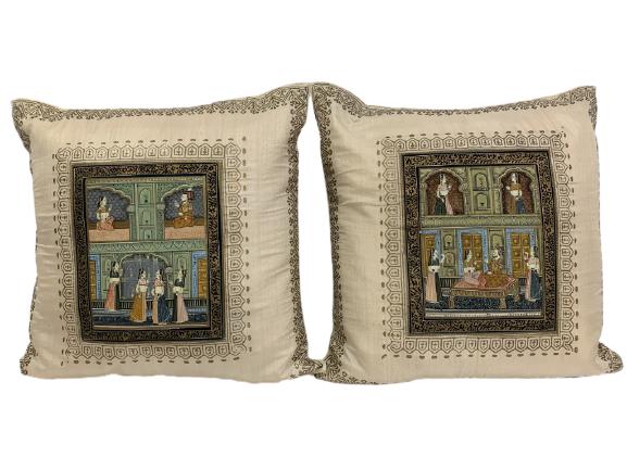 SET OF 2 VINTAGE ASIAN SILK THROW PILLOWS (1 of 4)