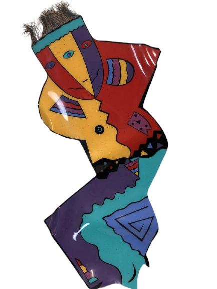 VINTAGE COLORFUL FIGURAL 80'S  WALL SCULPTURE 4' (1 of 9)
