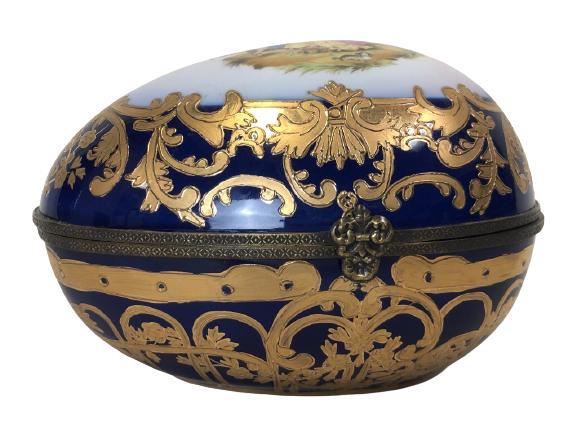LARGE LIMOGES PORCELAIN EGG  BOX 9" (1 of 8)