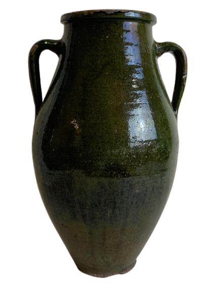 LRG GREEN  CLAY STONEWARE POTTERY STUDIO VASE 20" (1 of 9)