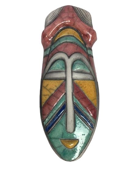 VINTAGE HANDMADE AFRICAN MULTICOLOR CLAY MASK 10" (1 of 5)