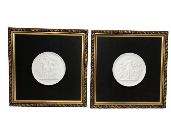 VTG CERAMIC BISQUE VENUS STYLE FRAMED PLAQUES 13" (1 of 7)