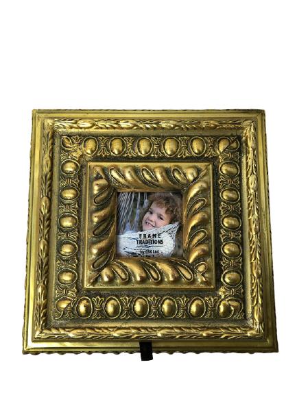 ART DECO STYLE GOLD KEEPSAKE BOX W/ FRAME LID (1 of 6)