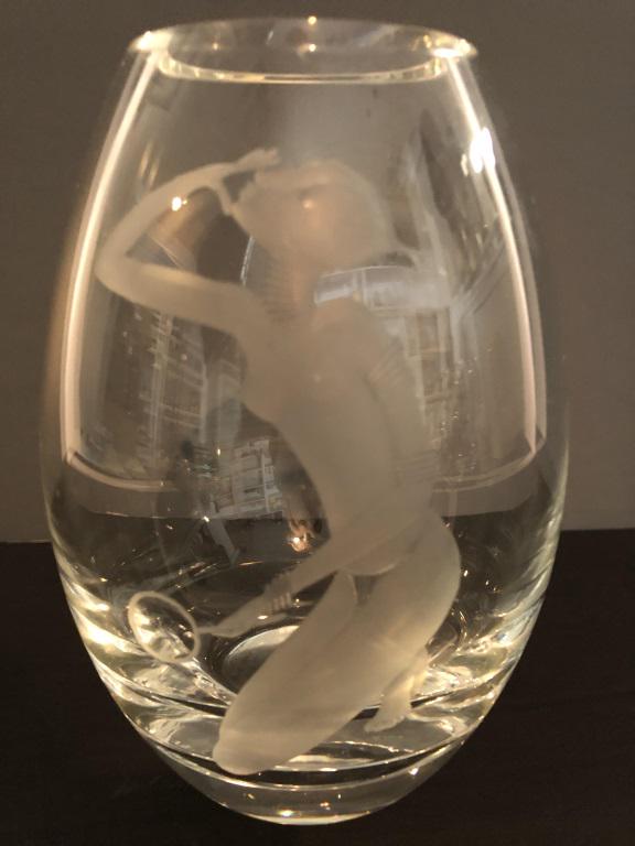 VTG HOLMEGAARD FIGURAL GLASS VASE 6.5": VTG HOLMEGAARD FIGURAL GLASS VASE HOME DECOR -6.5" X 2..5"-NO CHIPS