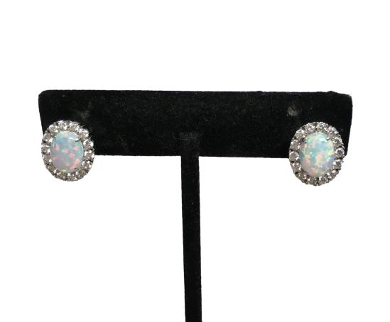 VINTAGE OPAL  PIERCED EARRINGS (1 of 2)