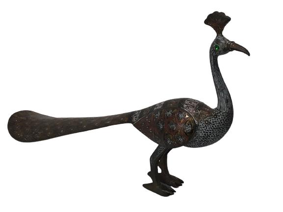 VTG BRASS DETAILED PEACOCK SCULPTURE 6.5" (1 of 9)