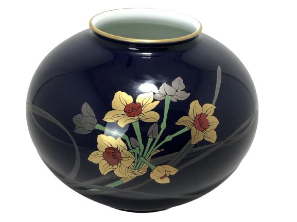 VTG ASIAN STYLE FLOWER MOTIFF DECORATIVE VASE 7" (1 of 5)