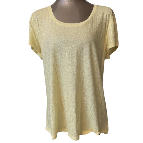 CALVIN KLEIN SEQUIN YELLOW SHIRT SZ XL: CALVIN KLEIN SEQUIN YELLOW SHIRT SZ XL