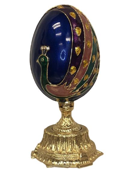FABERGE STYLE EMBELISHED EGG WITH PEACOCK (1 of 4)