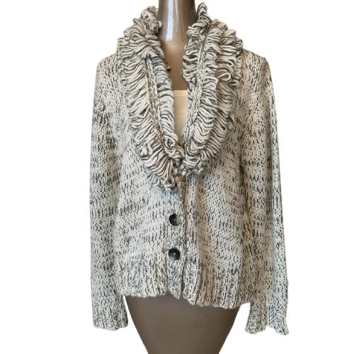 ELLEN TRACY RUFFLED NECK KNIT SWEATER SZ XL: ELLEN TRACY RUFFLED NECK KNIT SWEATER SZ XL