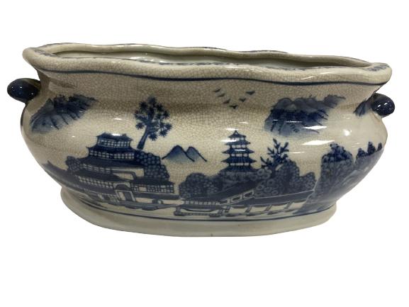 BLUE AND WHITE ASIAN SHALLOW PLANTER (1 of 5)