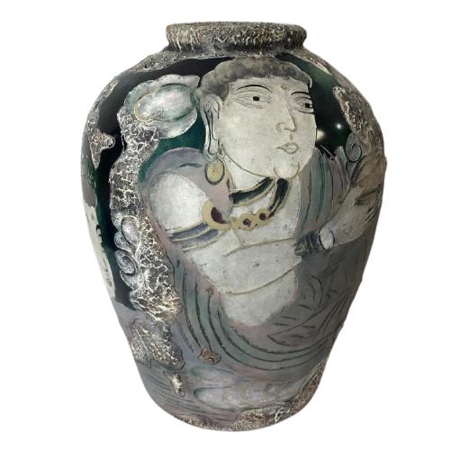 VTG ASIAN STYLE STUDIO POTTERY PLANTER VASE 17" (1 of 7)