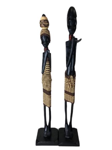 2  AFRICAN STYLE CARVED WOOD TRIBAL FIGURES  32" (1 of 10)
