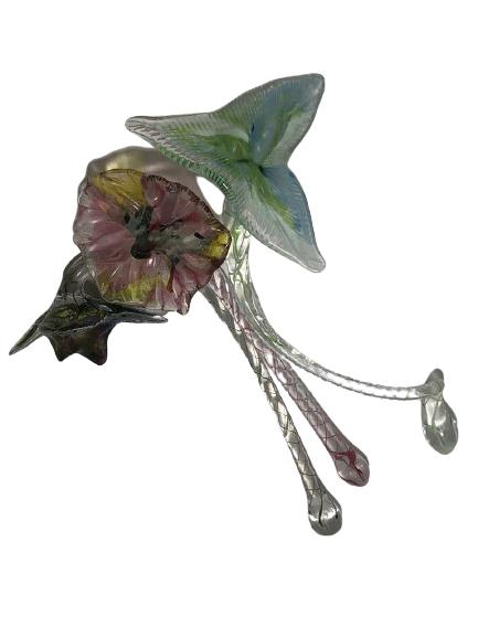 3 VTG MURANO STYLE DECORATIVE GLASS FLOWERS 8" (1 of 7)