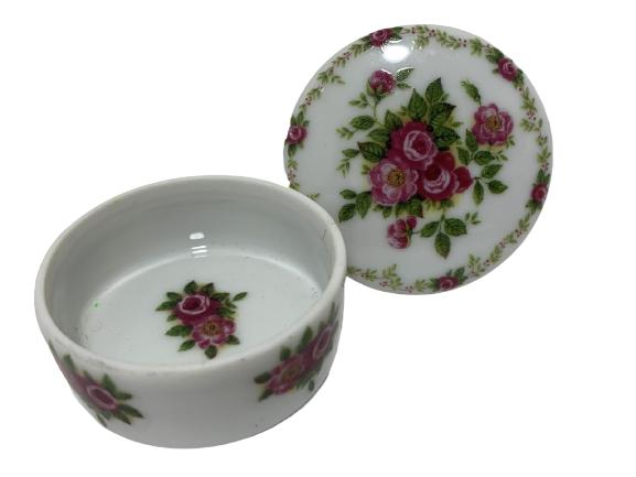 LIMOGES FRANCE PORCELAIN FLORAL TRINKET JAR (1 of 3)