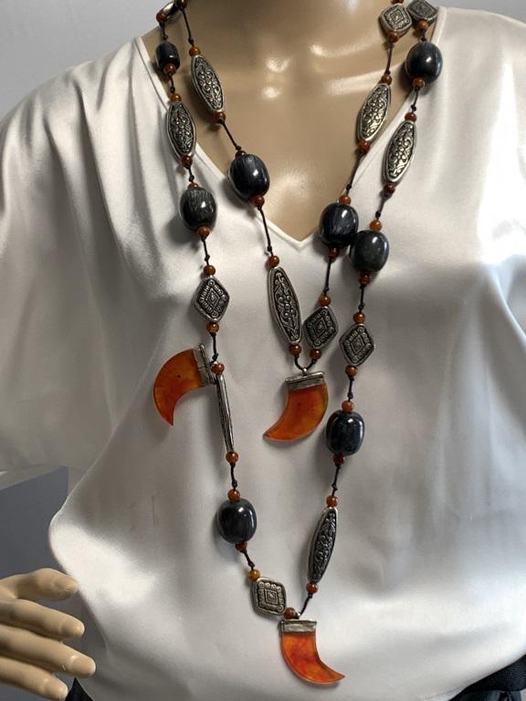 TIBETAN AMULET LONG NECKLACE- 43" LONG (1 of 2)