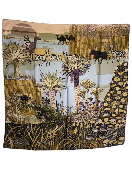 KEN SCOTT LADIES PRINT SILK SQUARE SCARF-34": KEN SCOTT VINTAGE LADIES PRINT SILK SQUARE SCARF -34" X 34" INCHES-NC11042020