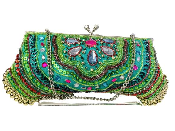 STEVE MADDEN GREEN BEAUTIFUL BEADED PURSE (1 of 4)