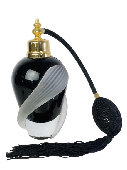 VINTAGE BLACK GLASS HAND BLOWN PERFUME BOTTLE (1 of 3)