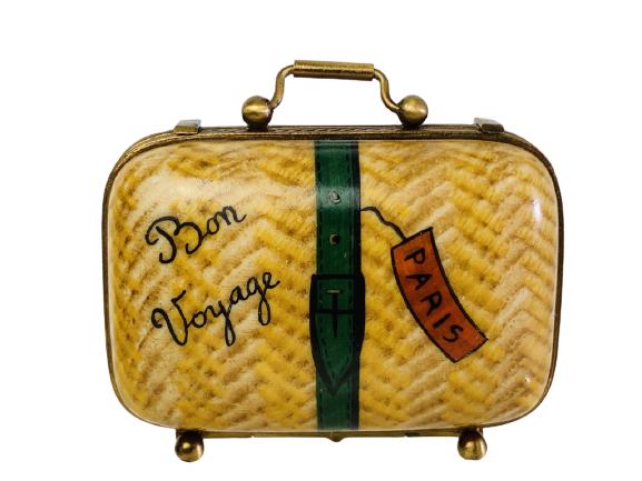 VINTAGE FRENCH SUITCASE LIMOGES PORCELAIN BOX (1 of 5)