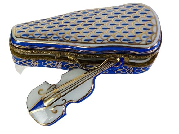 VINTAGE FRENCH VIOLIN CASE LIMOGES PORCELAIN BOX (1 of 5)