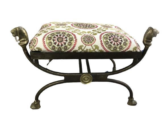 REGENCY STYLE METAL LION HEAD FOOT STOOL (1 of 9)